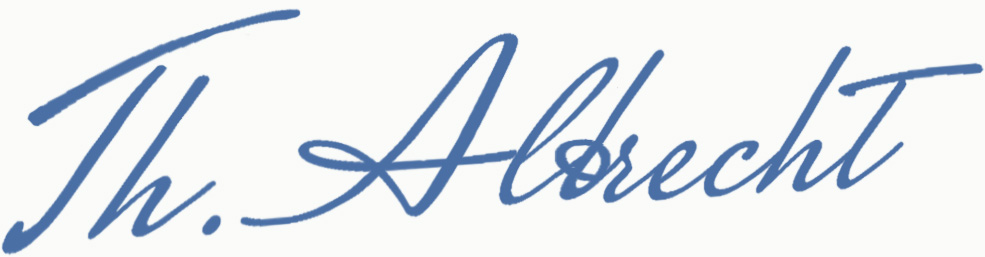 Stilisierte Unterschrift der Familie Albrecht-Stocker, gastfreundliche Betreiber des Urlaubs- und Konferenzhotels Hotel zur Post, in der Nähe von Rosenheim in den Voralpen
